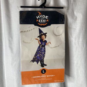 Kids Navy Moonlight Witch Halloween Costume with Hat Large 12-14 Wizard Dress Up